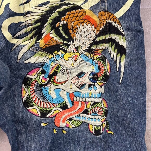 Vintage Ed Hardy Jeans Mens 48x34 Dead Stock Baggy Christian Audigier y2k Skull - Picture 12 of 16